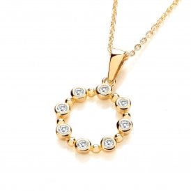 J Jaz Gold and CZ Rubover Circle Pendant JZPD088