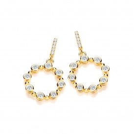 J Jaz 14ct Yellow Gold-Plated CZ Circle Drop Earrings JZER167