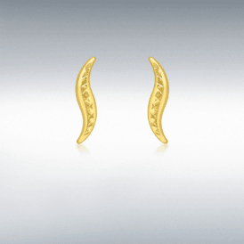 9CT Yellow Gold Diamond Cut Slim Wave Earrings