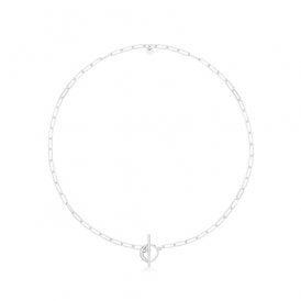 MCN Jewellery Rhodium Plated Paperclip Necklace G3401RH