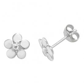 MCN Jewellery Cubic Zirconia Set Flower Stud Earrings G51053