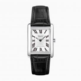 Accurist Ladies Rectangle Black Leather Watch 71001