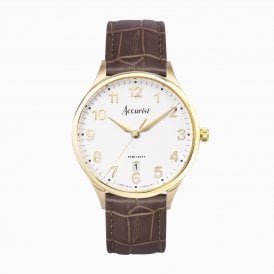 Accurist Classic Men's Gold and Brown Leather Watch 73001