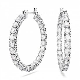 Swarovski White Round Cut Matrix Hoop Earrings 5647715