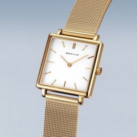 Bering Ladies Gold Square Classic Watch 18226-334