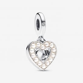 Pandora Pearlescent White Heart Double Charm 792649C01