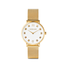 Coeur De Lion Brilliant White Gold Milanese Watch 7612701614