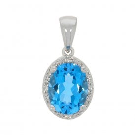 Topaz and Diamonds Oval Pendant