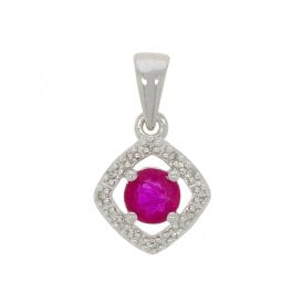 Ruby and Diamonds White Gold Pendant
