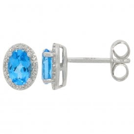 Topaz and Diamonds White Gold Earrings