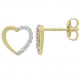 9ct Gold Heart Diamond Earrings 80090
