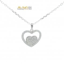 Sterling Silver Cubic Zirconia Loveheart Pendant