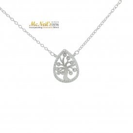 Sterling Silver Pear Shaped Family Tree Pendant