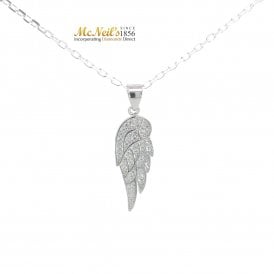 Cubic Zirconia Sterling Silver Angel Wing Pendant
