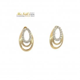 9ct Tripple Loop Cubic Zirconia Stud Earrings GER132