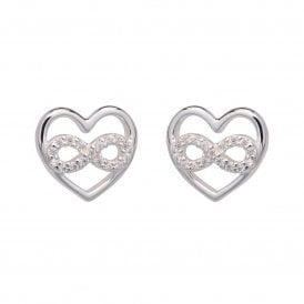 Unique & Co Sterling Heart Earrings with Cubic Zirconia ME-767