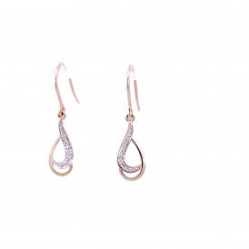 9ct Diamond Set Open Teardrop Earrings 82516