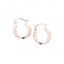 9CT Yellow Gold Patterned Hoop Creole Earrings