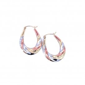9 CT Three Tone Hoop Earrings