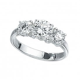 Silver Clear Round Set Ring R2045C