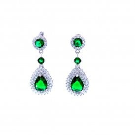Green Cubic Zirconia Drop Earrings
