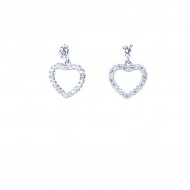 Cubic Zirconia Open Heart Earrings