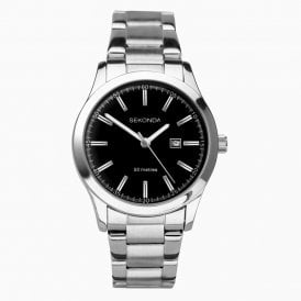 Sekonda Silver Case Black Dial Date Watch 40364