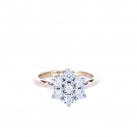 9ct Yellow Gold Cluster Diamond Ring