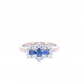 Sapphire & Diamond Cluster Ring