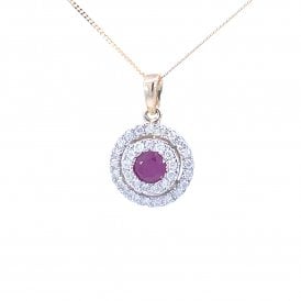 Round Ruby & Diamond Pendant
