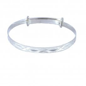 Diamond Cut Silver Baby Bangle