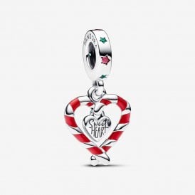 Pandora Double Candy Cane Heart Christmas Charm 792822C01