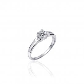 Silver Four Claw Solitaire Ring R234