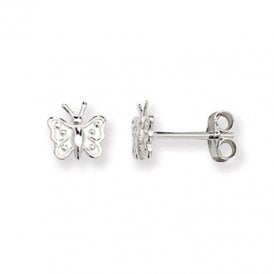 Silver Butterfly Stud Earrings