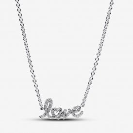 Pandora Sparkling Handwritten Love Collier Necklace 393076C01