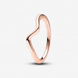 Pandora Polished Rose Plated Wave Ring 183095C00