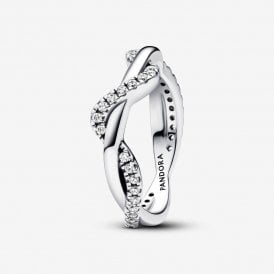 Pandora Sparkling Intertwined Wave Ring 193098C01