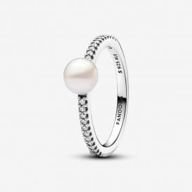 Pandora Treated Freshwater Cultured Pearl & Pavé Ring 193158C01