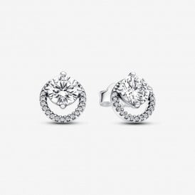 Pandora Sparkling Round Halo Earrings 291248C01