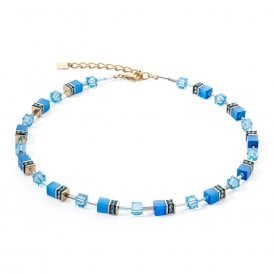 Coeur De Lion GeoCUBE Iconic Turquoise Gold Necklace 4020100600