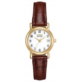Citizen Gold Tone Leather Strap Watch EW1272-01A
