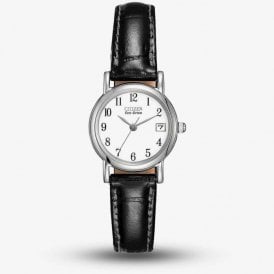 Citizen Eco-Drive White Dial Black Leather Watch  EW1270-06A