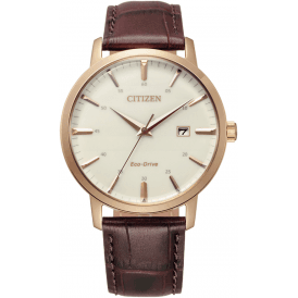 Citizen Eco-Drive Gold Dial Brown Leather Watch BM7463-12A