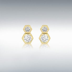 Sparkling Double Hexagon Earrings