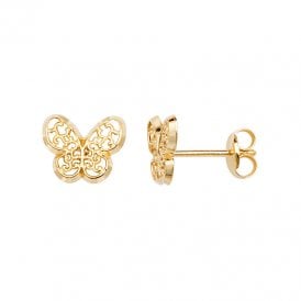 Gold Butterfly Stud Earrings