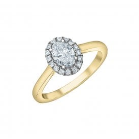 0.60CT Gold Oval Cluster Lab Grown Diamond Ring