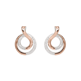 Unique & Co Silver and Rose Interlocking Swirl Earrings MW-797