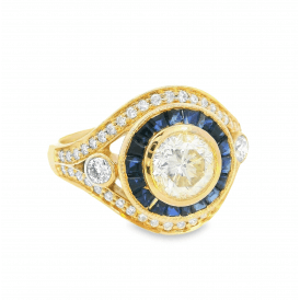 Fancy Sapphire & Diamond Cluster Ring