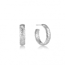 Ania Haie Silver Smooth Twist Hoop Stud Earrings E038-03H