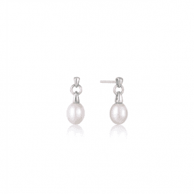 Ania Haie Silver Pearl Drop Stud Earrings E043-02H